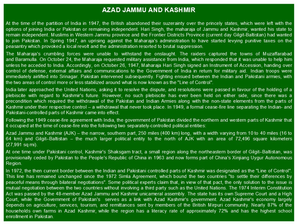 Azad Jammu & Kashmir History